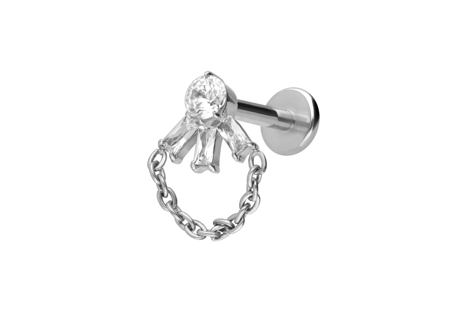 Titan Labret Piercing mit Innengewinde LOTUSBLÜTE + KETTE